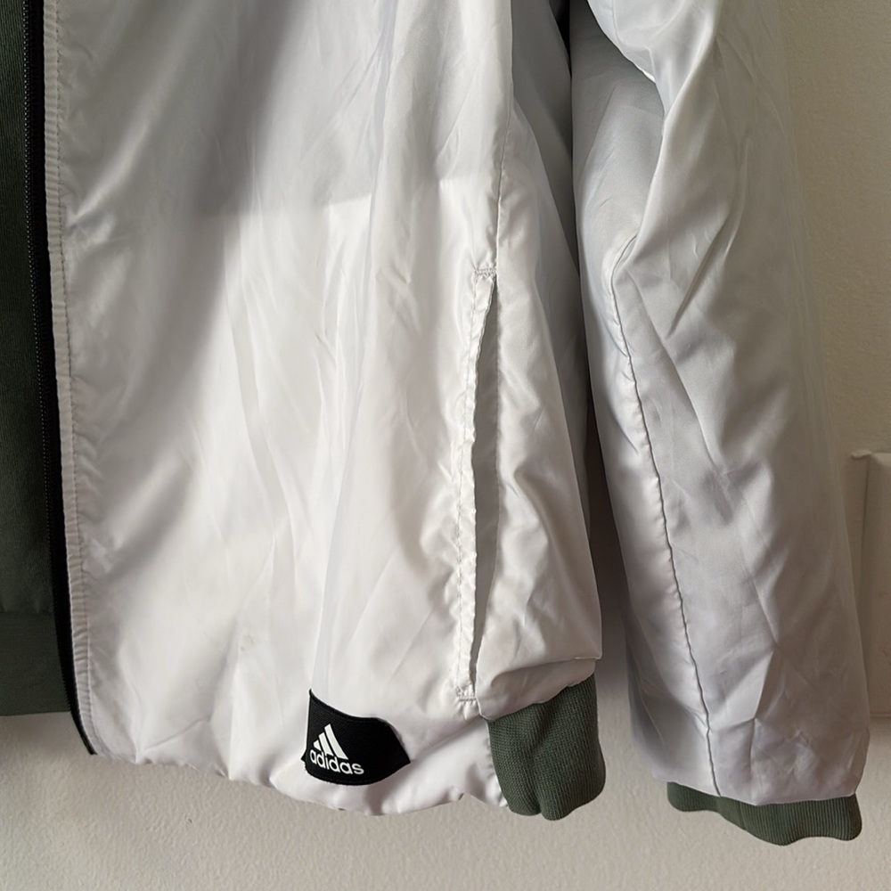 Adidas Sage Green and White reversible athletic jacket medium - Picture 6 of 6